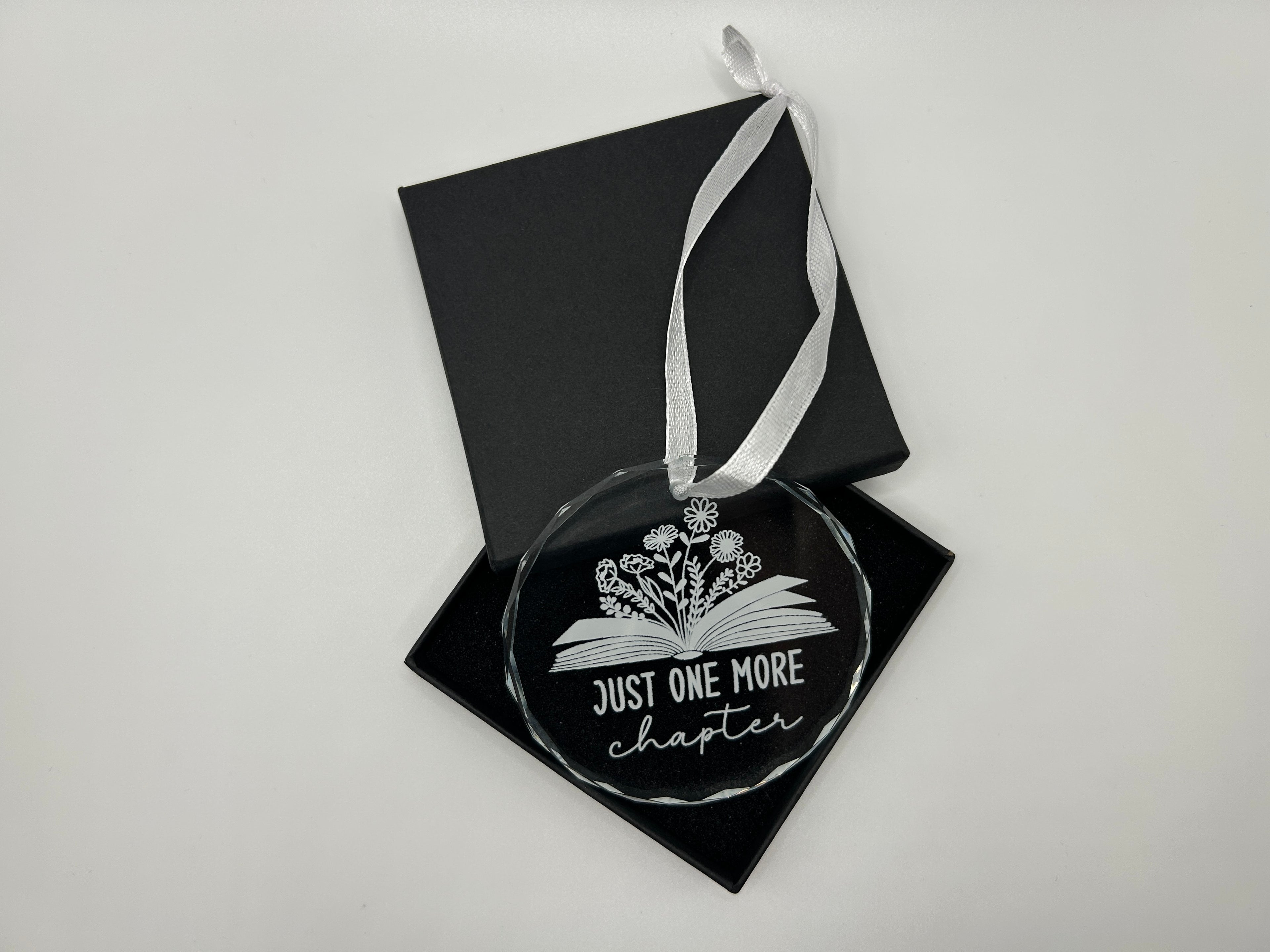 Bookish Christmas Glass Ornament