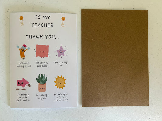 A Teachers Thank You Card Preorder